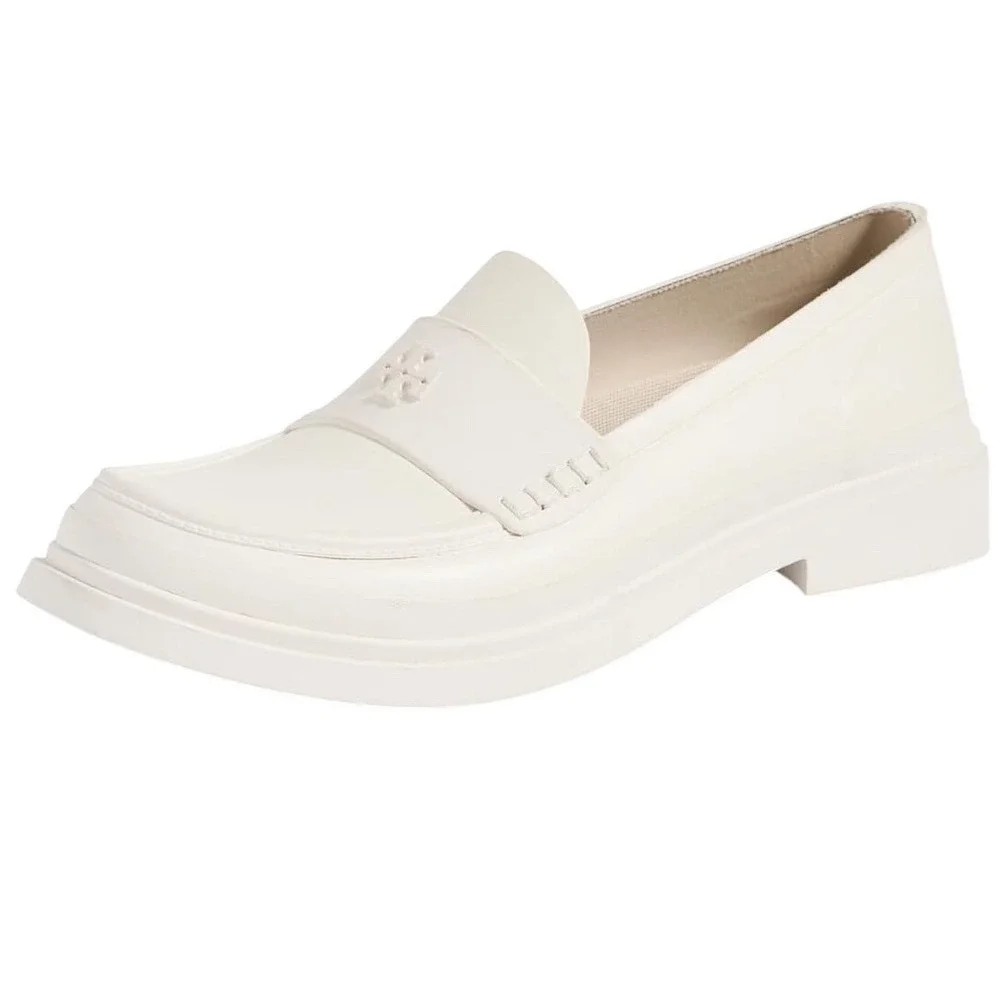 Tory Burch Women's Classic Rain Loafers, Off-White, Size 7